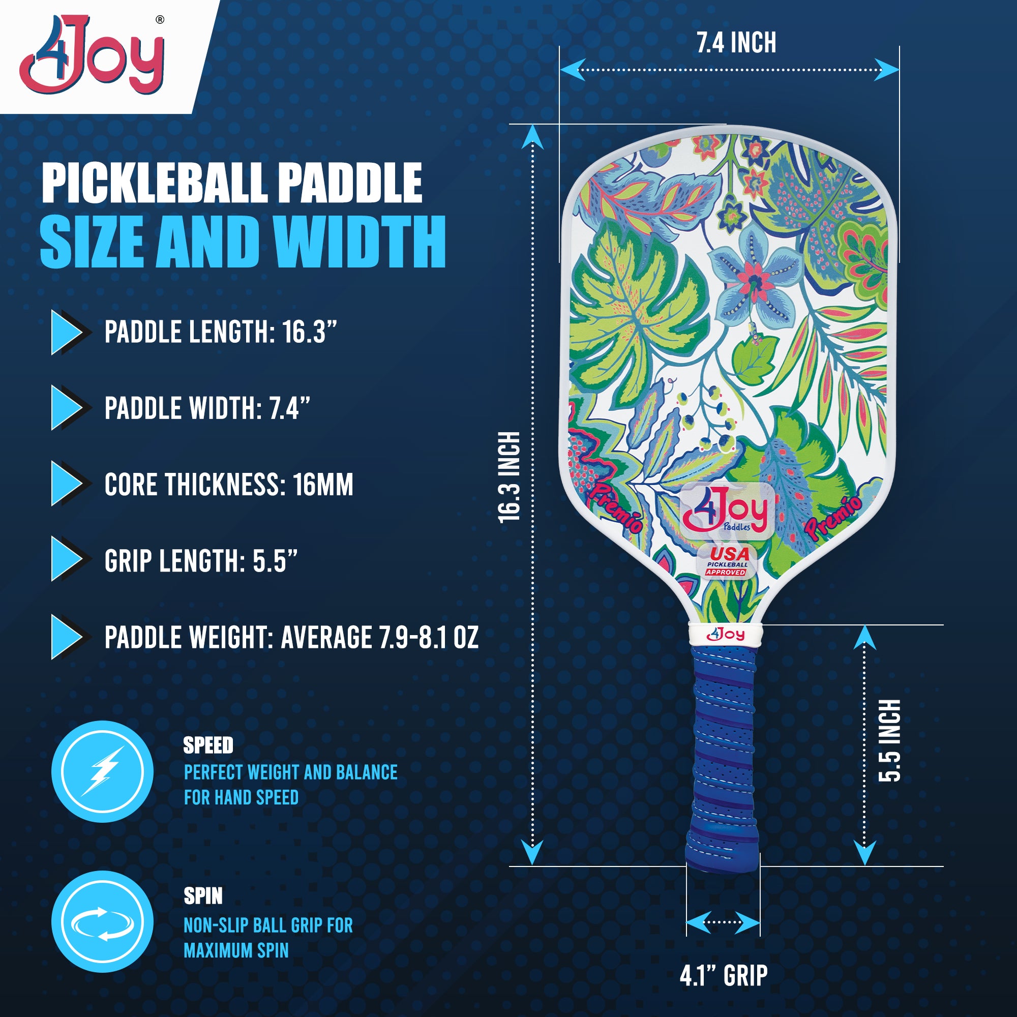 Premio Pickleball Paddle Palm
