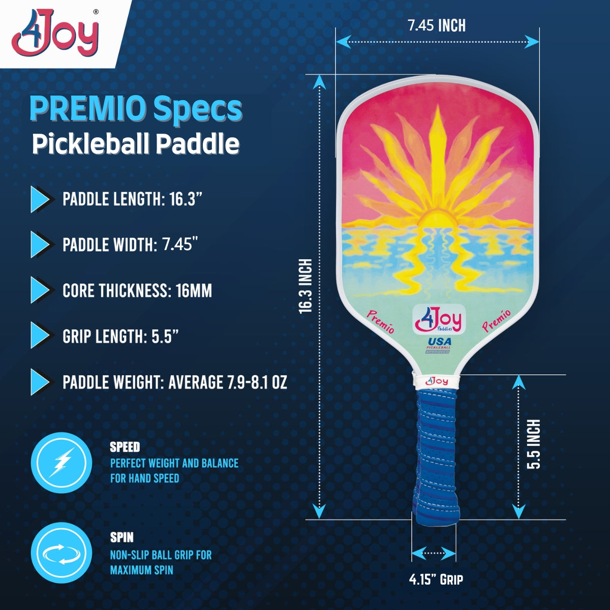 Premio Pickleball Paddle SunSet