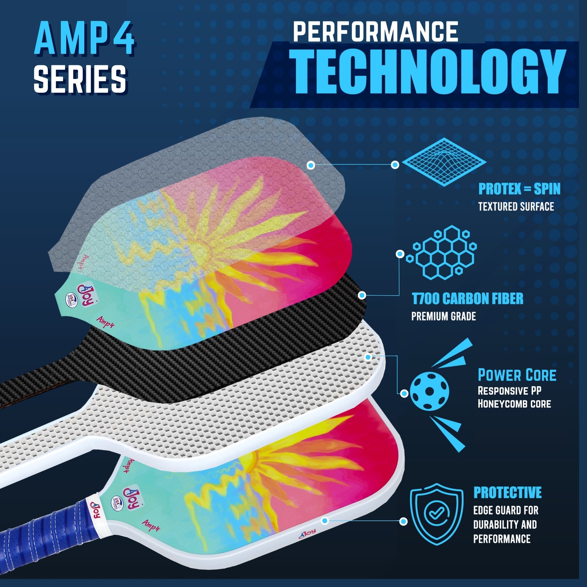 AMP4 Pickleball Paddle - Sunset